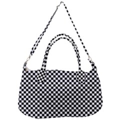 Black And White Checkerboard Background Board Checker Removable Strap Handbag by pakminggu