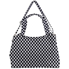 Black And White Checkerboard Background Board Checker Double Compartment Shoulder Bag by pakminggu