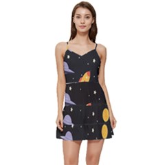 Cosmos Rockets Spaceships Ufos Short Frill Dress by pakminggu