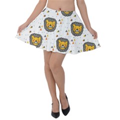 Lion Heads Pattern Design Doodle Velvet Skater Skirt by pakminggu