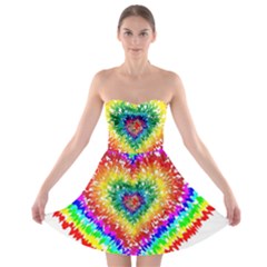 Tie Dye Heart Colorful Prismatic Strapless Bra Top Dress by pakminggu