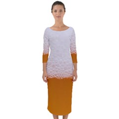 Beer Foam Bubbles Alcohol Glass Quarter Sleeve Midi Bodycon Dress by pakminggu