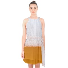 Beer Foam Bubbles Alcohol Glass Halter Collar Waist Tie Chiffon Dress by pakminggu