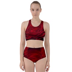 Rose Red Rose Red Flower Petals Waves Glow Racer Back Bikini Set by pakminggu