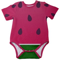 Watermelon Fruit Summer Red Fresh Food Healthy Baby Short Sleeve Bodysuit by pakminggu