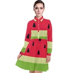 Watermelon Fruit Food Healthy Vitamins Nutrition Long Sleeve Chiffon Shirt Dress by pakminggu