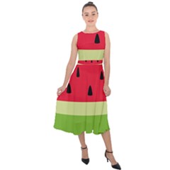 Watermelon Fruit Food Healthy Vitamins Nutrition Midi Tie-back Chiffon Dress by pakminggu