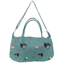 Raccoon Texture Seamless Scrapbooking Hearts Removable Strap Handbag by pakminggu