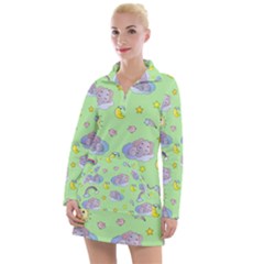 Elephant Sleeping Elephants Background Women s Long Sleeve Casual Dress by pakminggu