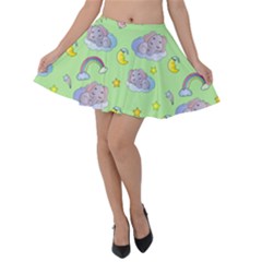 Elephant Sleeping Elephants Background Velvet Skater Skirt by pakminggu