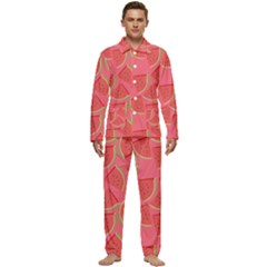 Watermelon Background Watermelon Wallpaper Men s Long Sleeve Velvet Pocket Pajamas Set by pakminggu