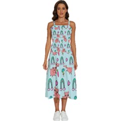 Pigs Pattern Art Design Drawing Sketch Wallpaper Sleeveless Shoulder Straps Boho Dress by pakminggu