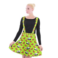 Watermelon Panda Background Wallpaper Suspender Skater Skirt by pakminggu