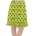 Watermelon Panda Background Wallpaper Fishtail Chiffon Skirt View1