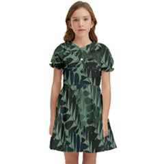 Background Pattern Leaves Texture Design Wallpaper Kids  Bow Tie Puff Sleeve Dress by pakminggu