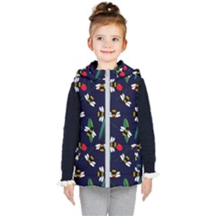 Art Floral Design Pattern Floral Pattern Kids  Hooded Puffer Vest by pakminggu