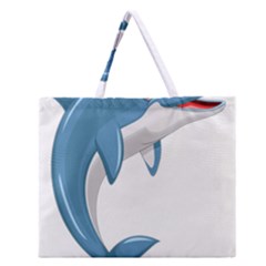 Blue Dolphin Zipper Large Tote Bag by pakminggu