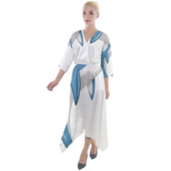 Blue Dolphin Quarter Sleeve Wrap Front Maxi Dress by pakminggu