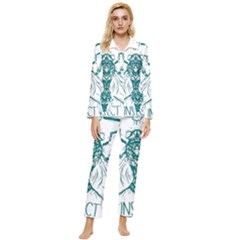 Green Insect Bee Illustration Womens  Long Sleeve Velvet Pocket Pajamas Set by pakminggu