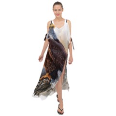 Eagle Art Eagle Watercolor Painting Bird Animal Maxi Chiffon Cover Up Dress by pakminggu