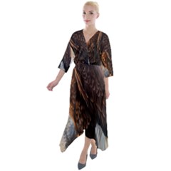 Eagle Art Eagle Watercolor Painting Bird Animal Quarter Sleeve Wrap Front Maxi Dress by pakminggu