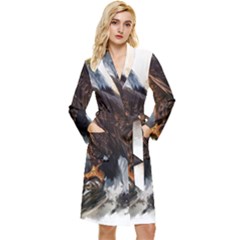 Eagle Art Eagle Watercolor Painting Bird Animal Long Sleeve Velvet Robe by pakminggu