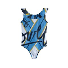 Wave Surfing Surfboard Surfing Kids  Frill Swimsuit