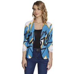 Wave Surfing Surfboard Surfing Women s One-button 3/4 Sleeve Short Jacket by pakminggu