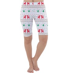 Red Green And Blue Christmas Themed Illustration Cropped Leggings  by pakminggu