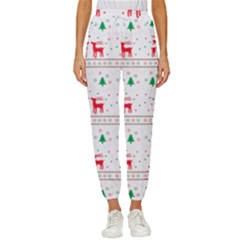 Red Green And Blue Christmas Themed Illustration Women s Cropped Drawstring Pants by pakminggu