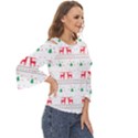 Red Green And Blue Christmas Themed Illustration Cut Out Wide Sleeve Top View3