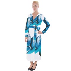 Two Dolphins Art Atlantic Dolphin Painting Animal Marine Mammal Velvet Maxi Wrap Dress by pakminggu