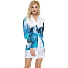 Two Dolphins Art Atlantic Dolphin Painting Animal Marine Mammal Long Sleeve Satin Robe by pakminggu