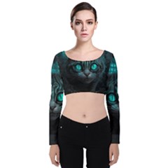 Angry Cat Fantasy Velvet Long Sleeve Crop Top by pakminggu