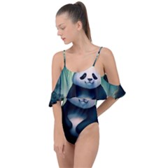 Animal Panda Forest Tree Natural Drape Piece Swimsuit by pakminggu