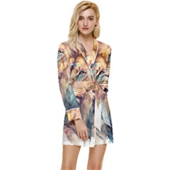 Lion Africa African Art Long Sleeve Satin Robe by pakminggu