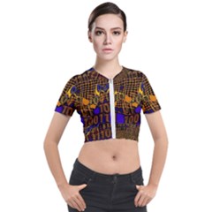 Binary Code Transformation Short Sleeve Cropped Jacket by pakminggu