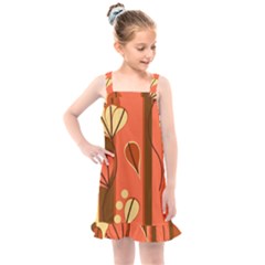 Amber Yellow Stripes Leaves Floral Kids  Overall Dress by danenraven