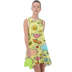 Cute Sketch Child Graphic Funny Frill Swing Dress by danenraven