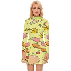 Cute Sketch Child Graphic Funny Long Sleeve Velour Longline Dress by danenraven