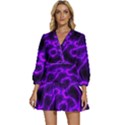 Purple Pattern Background Structure V-Neck Placket Mini Dress View1