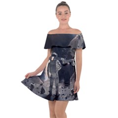 Astronaut Space Walk Off Shoulder Velour Dress by danenraven