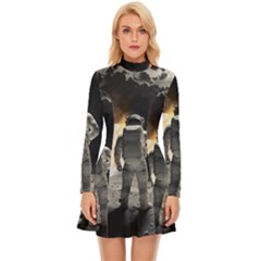 Astronaut Space Walk Long Sleeve Velour Longline Dress by danenraven