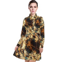 Science Fiction Background Fantasy Long Sleeve Chiffon Shirt Dress by danenraven