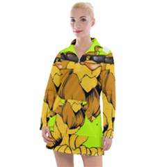 Lion Cartoon Parody Women s Long Sleeve Casual Dress by danenraven