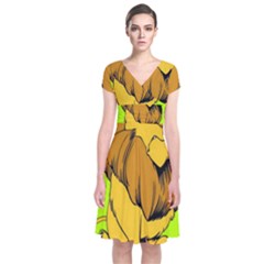 Lion Cartoon Parody Short Sleeve Front Wrap Dress by danenraven