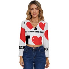 I Love Tangerine Long Sleeve V-neck Top by ilovewhateva