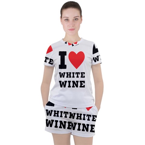 I Love White Wine Women s Tee And Shorts Set by ilovewhateva