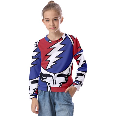 Grateful Dead Kids  Long Sleeve Tee With Frill  by Mog4mog4