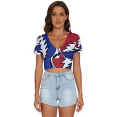 Grateful Dead V-neck Crop Top by Mog4mog4